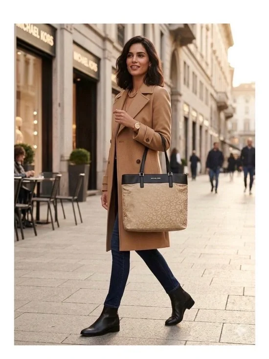 Michael Kors Beige Leopard-Print Tote Bag REHABED - Picture 1 of 13